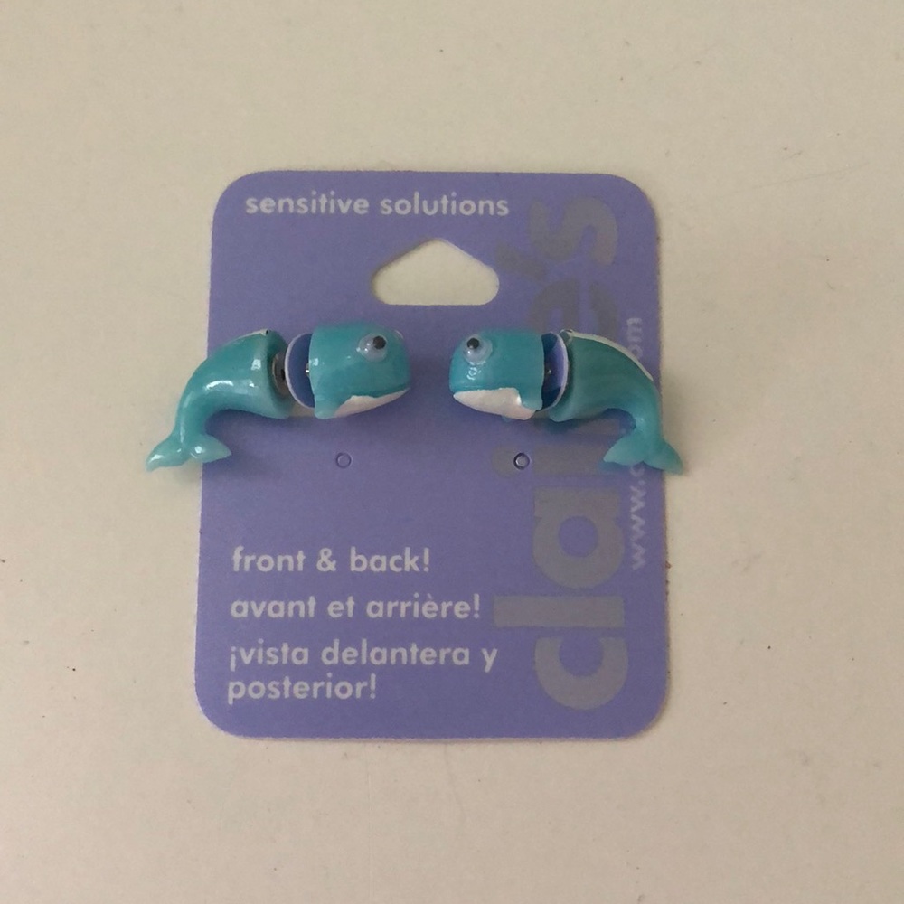 Whale front & back earrings